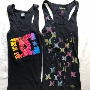 DC & Hurley black tank tops